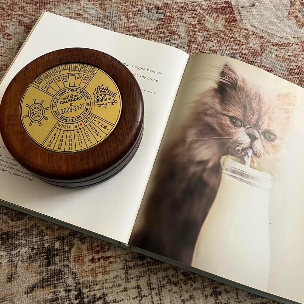 Vintage Perpetual Calendar in Brown Wood Finish